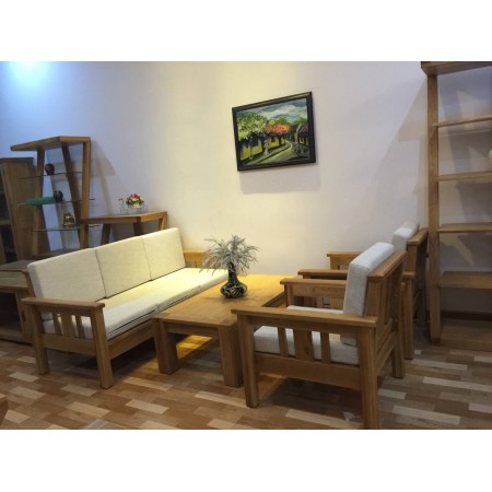 Slatted Oak : Ghế Sofa Đơn Gỗ Sồi Kèm Nệm